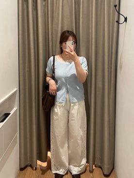 「LOWRYS FARM（ローリーズファーム）のヨコナガ2WAYBAG　640639（ショルダーバッグ、ブラウン系）」を使った、kumadayoooさん（レディース）の春コーディネート