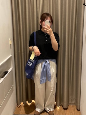 「LOWRYS FARM（ローリーズファーム）のシャツマキベルト  645162（ベルト、ブルー系）」を使った、kumadayoooさん（レディース）の春コーディネート