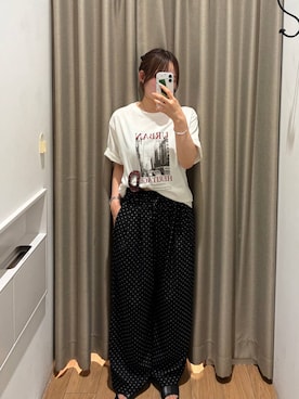 「LOWRYS FARM（ローリーズファーム）のラウンドバンス　1050289（バレッタ/ヘアクリップ、ブラック系）」を使った、kumadayoooさん（レディース）の夏コーディネート