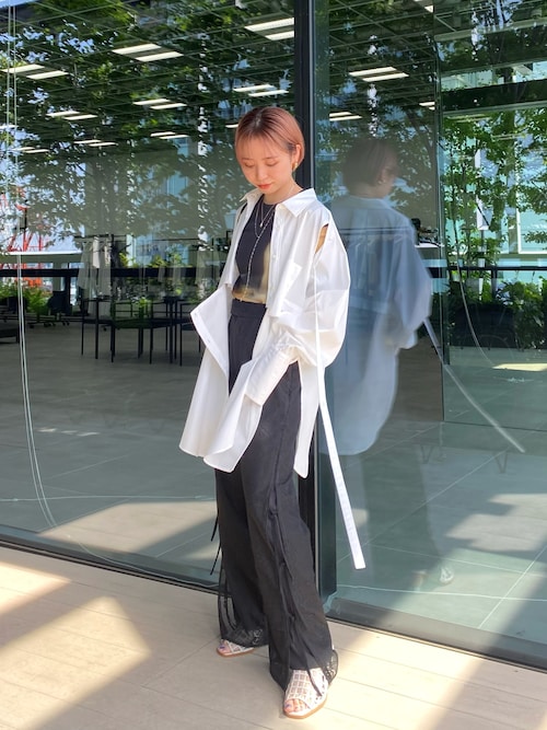 PUBLIC TOKYO チュールレーススリットパンツ PUBLIC TOKYO（パブリックトウキョウ）の「【栃木県産】チュール