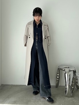 「PUBLIC TOKYO（パブリックトウキョウ）のアイテム（トレンチコート）」を使った、PUBLIC TOKYO STAFFさん（レディース・166cm）の春コーディネート