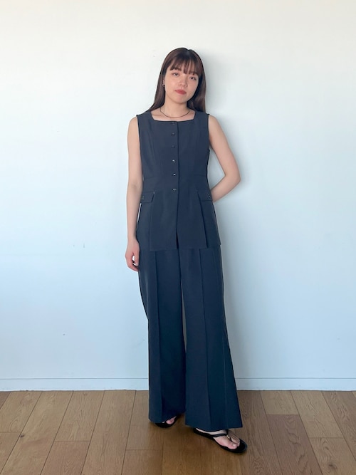 吸水速乾・美脚効果】リネンライクストレートパンツ