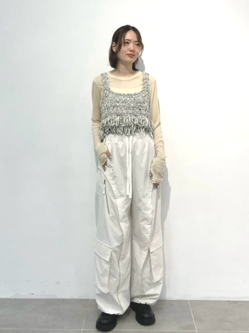 PUBLIC TOKYO ベスト ジレ ワッフルフリンジニットビスチェ