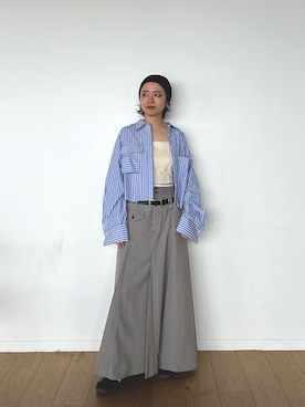 「シャツカーディガン」｜PUBLIC TOKYO STAFFさん（レディース・153cm）の春コーディネート