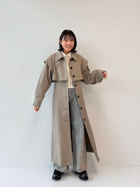 「アイテム（トレンチコート、その他）」を使った、PUBLIC TOKYO STAFFさん（レディース・155cm）の秋コーディネート