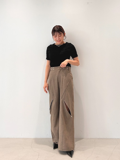 本日限定値下げ！stylemixer シャーリングハーフスリーブトップス STYLEMIXER シャーリングハーフスリーブトップス BLK