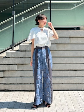 美品✨パブリックトウキョウ ケープハーフスリーブ スキッパー ウォッシャブル PUBLIC TOKYO（パブリックトウキョウ）の「【洗える・体型カバー
