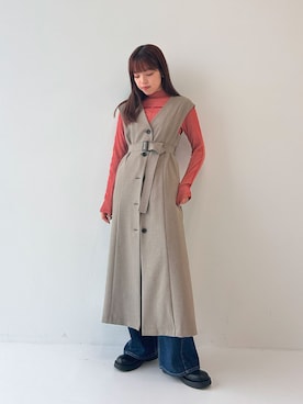 「アイテム（トレンチコート、その他）」を使った、PUBLIC TOKYO STAFFさん（レディース・166cm）の秋コーディネート