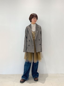 「PUBLIC TOKYO（パブリックトウキョウ）のアイテム（ジャケット/アウター）」を使った、PUBLIC TOKYO STAFFさん（レディース・152cm）の秋コーディネート