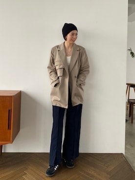 「スリットパンツ」｜「アイテム（ジャケット/アウター）」を使った、PUBLIC TOKYO STAFFさん（レディース・170cm）の冬コーディネート