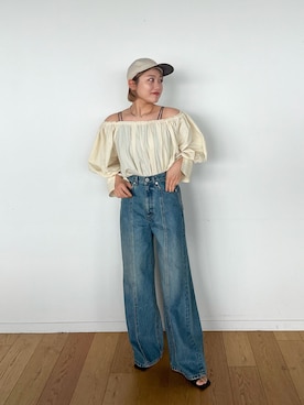 「PUBLIC TOKYO（パブリックトウキョウ）のアイテム（シャツ/ブラウス）」を使った、PUBLIC TOKYO STAFFさん（レディース・153cm）の春コーディネート