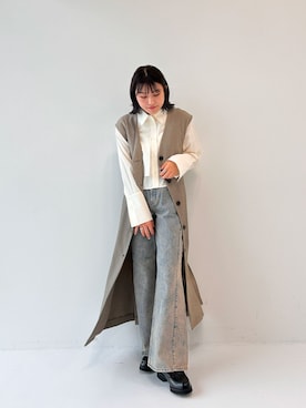「アイテム（トレンチコート、その他）」を使った、PUBLIC TOKYO STAFFさん（レディース・155cm）の秋コーディネート