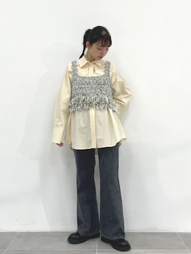 「PUBLIC TOKYO（パブリックトウキョウ）のアイテム（シャツ/ブラウス）」を使った、PUBLIC TOKYO STAFFさん（レディース・156cm）の春コーディネート