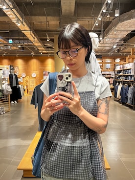 「無印良品（ムジルシリョウヒン）のアイテム（メガネ、ブラウン系）」を使った、shinさん（レディース・165cm）の春コーディネート