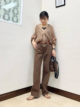 「Gready Brilliant（グレディブリリアン）のアイテム（サンダル）」を使った、MIYAZAKIさん（レディース・158cm）の夏コーディネート