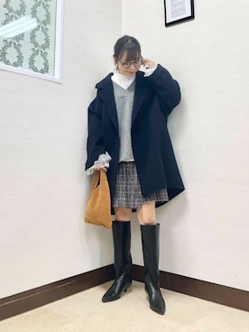 「アイテム（チェスターコート）」を使った、MIYAZAKIさん（レディース・158cm）の秋コーディネート