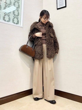 「ニット/セーター」｜「アイテム（アクセサリー）」を使った、MIYAZAKIさん（レディース・158cm）の秋コーディネート