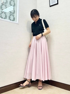 「LACOSTE（ラコステ）のアイテム」を使った、MIYAZAKIさん（レディース・158cm）の春コーディネート