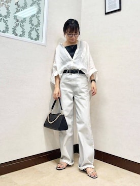 「アイテム（パンツ、シルバー系）」を使った、MIYAZAKIさん（レディース・158cm）の夏コーディネート