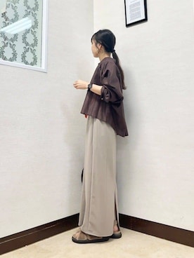 「アイテム（ストール/ショール）」を使った、MIYAZAKIさん（レディース・158cm）の夏コーディネート