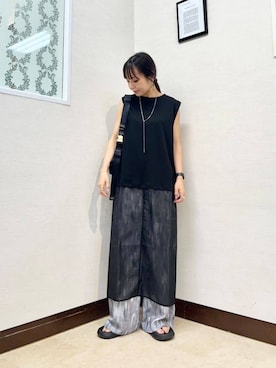「デザイントップス」｜MIYAZAKIさん（レディース・158cm）の夏コーディネート