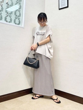 「Gready Brilliant（グレディブリリアン）のアイテム（サンダル）」を使った、MIYAZAKIさん（レディース・158cm）の夏コーディネート