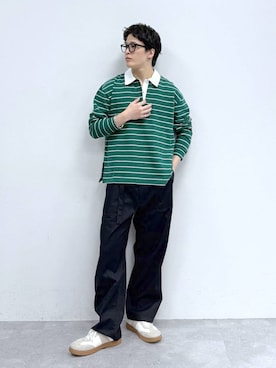 「GLOBAL WORK（グローバルワーク）のエアかるクラシックスニーカー/142642（スニーカー、ベージュ系）」を使った、yasu（GLOBALWORK）さん（メンズ・175cm）の冬コーディネート