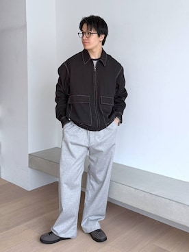 「GLOBAL WORK（グローバルワーク）のマイニチ多機能クルーTシャツ/長袖/1023339（Tシャツ/カットソー、ブルー系）」を使った、yasu（GLOBALWORK）さん（メンズ・175cm）の秋コーディネート