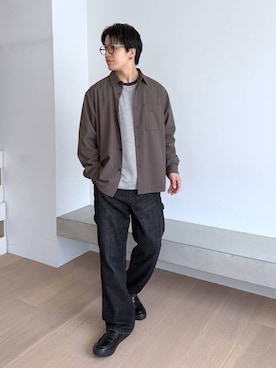 「GLOBAL WORK（グローバルワーク）のマイニチ多機能クルーTシャツ/長袖/1023339（Tシャツ/カットソー、ブルー系）」を使った、yasu（GLOBALWORK）さん（メンズ・175cm）の秋コーディネート