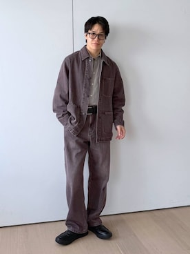 「アイテム（デニムジャケット、ブラウン系）」を使った、yasu（GLOBALWORK）さん（メンズ・175cm）の秋コーディネート
