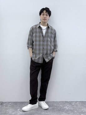 「GLOBAL WORK（グローバルワーク）のUNISEX/ステンレスチェーンネックレス/583411（ネックレス、シルバー系）」を使った、yasu（GLOBALWORK）さん（メンズ・175cm）の春コーディネート