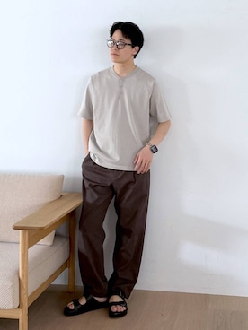 「GLOBAL WORK（グローバルワーク）のアイテム（サンダル）」を使った、yasu（GLOBALWORK）さん（メンズ・175cm）の夏コーディネート