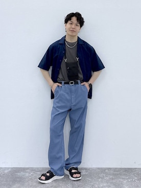 「GLOBAL WORK（グローバルワーク）のUNISEX/ステンレスチェーンネックレス/583411（ネックレス、シルバー系）」を使った、yasu（GLOBALWORK）さん（メンズ・175cm）の春コーディネート