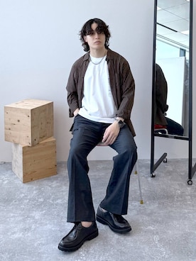 「GLOBAL WORK（グローバルワーク）のらくっション撥水レザーシューズ/572273（その他シューズ）」を使った、yasu（GLOBALWORK）さん（メンズ・175cm）の夏コーディネート