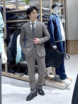 「GLOBAL WORK（グローバルワーク）のストレッチTWジャケット/Salon de GW/600867（テーラードジャケット、ブラウン系）」を使った、yasu（GLOBALWORK）さん（メンズ・175cm）の冬コーディネート