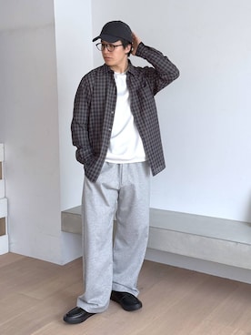 「GLOBAL WORK（グローバルワーク）のチェックシャツ/長袖/1042971（シャツ/ブラウス、ブラック系）」を使った、yasu（GLOBALWORK）さん（メンズ・175cm）の秋コーディネート