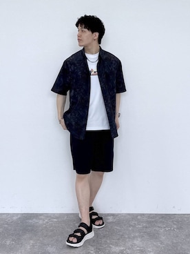 「GLOBAL WORK（グローバルワーク）のUNISEX/ステンレスチェーンネックレス/583411（ネックレス、シルバー系）」を使った、yasu（GLOBALWORK）さん（メンズ・175cm）の春コーディネート