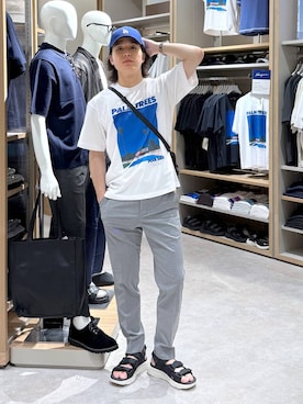 「GLOBAL WORK（グローバルワーク）のアイテム（帽子）」を使った、yasu（GLOBALWORK）さん（メンズ・175cm）の夏コーディネート