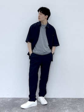 「GLOBAL WORK（グローバルワーク）のUNISEX/ステンレスチェーンネックレス/583411（ネックレス、シルバー系）」を使った、yasu（GLOBALWORK）さん（メンズ・175cm）の春コーディネート