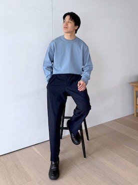 「GLOBAL WORK（グローバルワーク）のアーバンクリーンワイド/576869（その他パンツ、ブルー系）」を使った、yasu（GLOBALWORK）さん（メンズ・175cm）の秋コーディネート