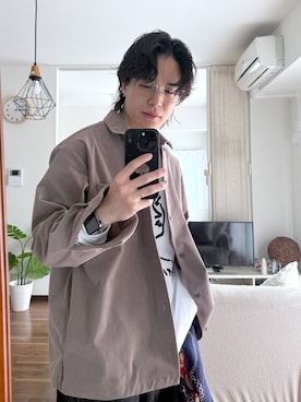 「アイテム（ストール/ショール）」を使った、yasu（GLOBALWORK）さん（メンズ・175cm）の秋コーディネート
