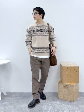 「GLOBAL WORK（グローバルワーク）のUNISEX/ステンレスチェーンネックレス/583411（ネックレス）」を使った、yasu（GLOBALWORK）さん（メンズ・175cm）の冬コーディネート