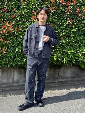 「GLOBAL WORK（グローバルワーク）のマイニチ多機能クルーTシャツ/長袖/1023339（Tシャツ/カットソー、ブルー系）」を使った、yasu（GLOBALWORK）さん（メンズ・175cm）の秋コーディネート