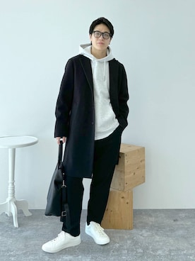 「アイテム（チェスターコート）」を使った、yasu（GLOBALWORK）さん（メンズ・175cm・20代）の冬コーディネート