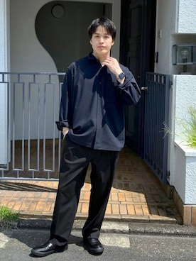 「GLOBAL WORK（グローバルワーク）のアーバンスラックス/576829（スラックス、ブラック系）」を使った、yasu（GLOBALWORK）さん（メンズ・175cm）の秋コーディネート