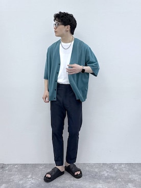 「GLOBAL WORK（グローバルワーク）の調光アソートサングラス/283839（サングラス、ブルー系）」を使った、yasu（GLOBALWORK）さん（メンズ・175cm）の春コーディネート