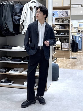 「GLOBAL WORK（グローバルワーク）のアーバンクリーンワイドパンツ/AIR/632890（スラックス、ブラック系）」を使った、yasu（GLOBALWORK）さん（メンズ・175cm）の春コーディネート