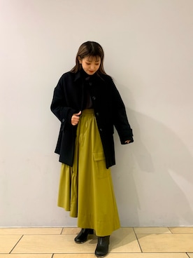 「Lui's（ルイス）のアイテム（ステンカラーコート）」を使った、makoさん（レディース・155cm）の秋コーディネート