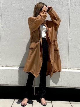 「クリアサンダル」｜「アイテム（ジャケット/アウター）」を使った、makoさん（レディース・155cm）の夏コーディネート
