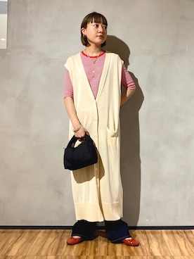 「URBAN RESEARCH DOORS（アーバンリサーチドアーズ）のフレアデニムパンツ（デニムパンツ）」を使った、naminoさん（レディース・154cm）の夏コーディネート